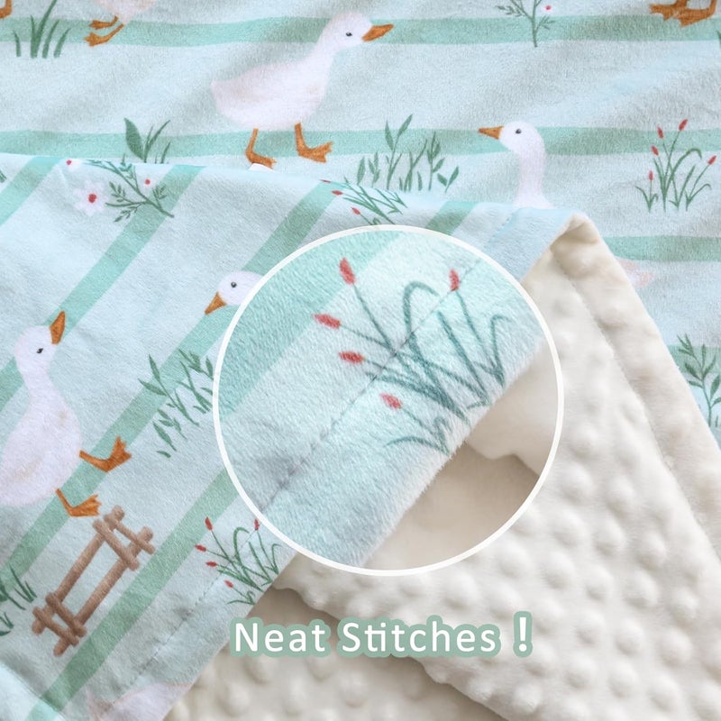 BORITAR Super Soft Baby Blanket for Boys Minky Fabric Bed Blanket with Double Layer Dotted Backing, Cute Farm Animal Design for Infant Toddler Newborn 30 x 40 Inch - Image 4